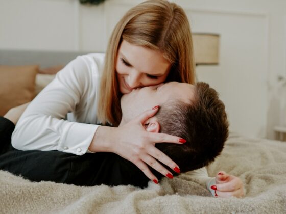 loving couple in bed together