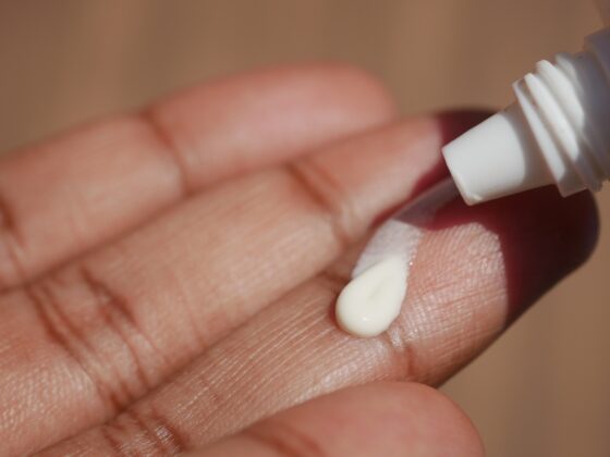 close up shot of a drop of lotion