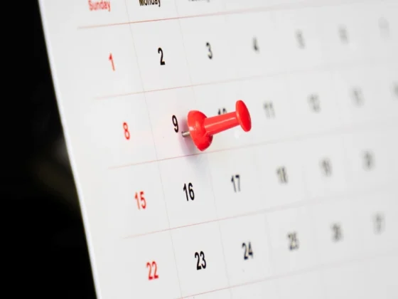 Important day with red pin on calendar