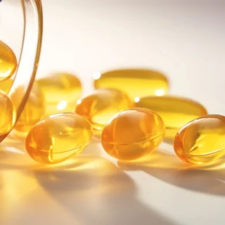 fish oil vitamins on a light background