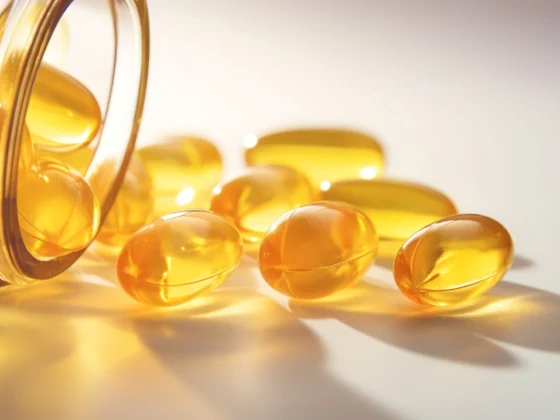 fish oil vitamins on a light background